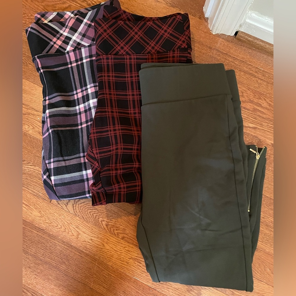 Torrid Pixie Pants Bundle of 3 (Red plaid, pink plaid, and green) Size 1